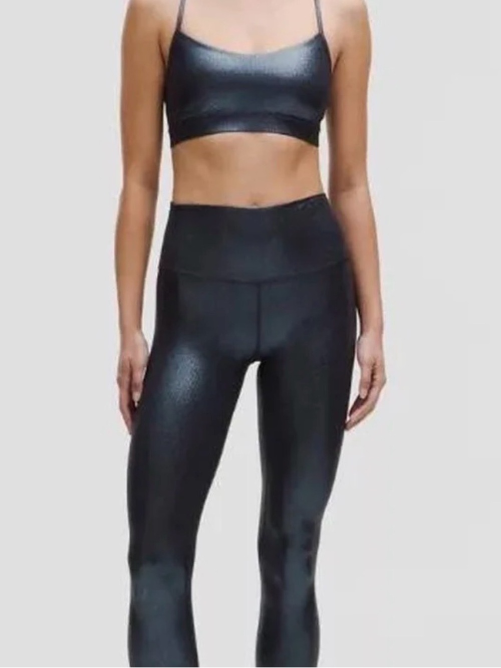 Lululemon Black High-Waist Shine Women's Activewear matching set-leggings & bra